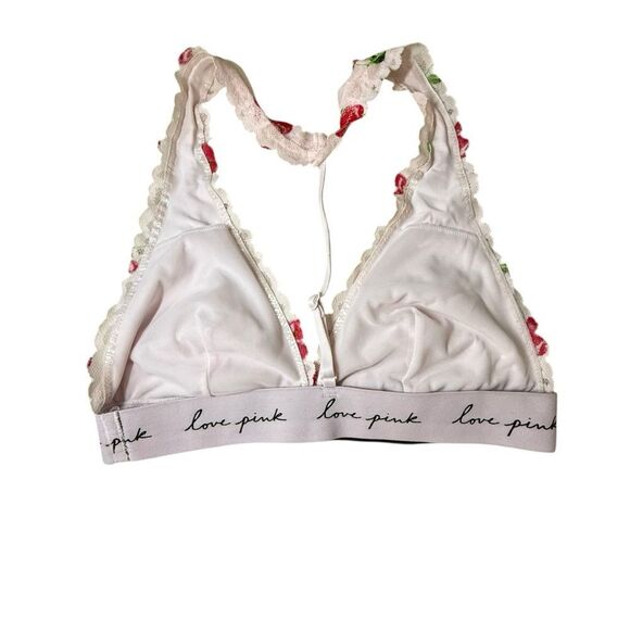 Victoria’s Secret PINK Cherry Lace Triangle Bralette Love Pink Halter Size S - Picture 6 of 11